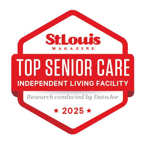 Award for Top Senior Care, Independent Living Facility from St. Louis Magazine for 2025, research conducted by Data Joe.